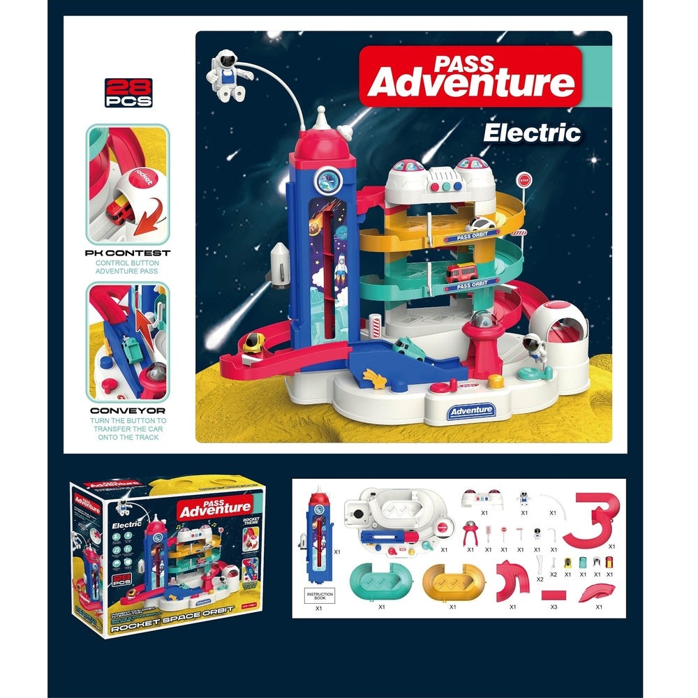 Handsome Space Orbit Adventure toy set with colorful space-themed track and orbiting vehicles