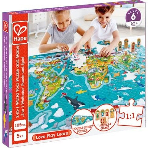 Hape 2-In-1 World Tour Puzzle And Game