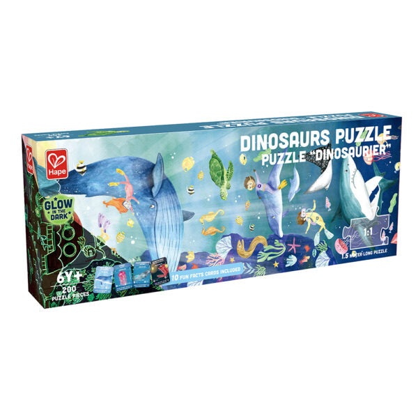 Hape Ocean Life Glow-In-The-Dark Puzzle, 200-piece kids jigsaw featuring colorful ocean creatures