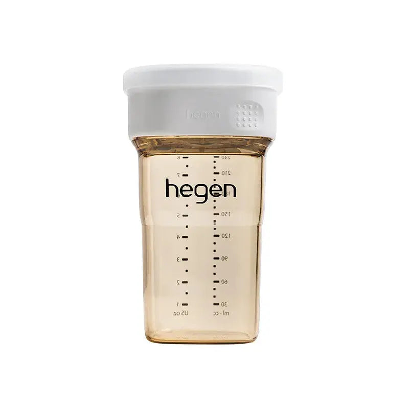 Hegen PCTO All-Rounder Cup PPSU 240 ml with white lid, translucent beige body for toddlers