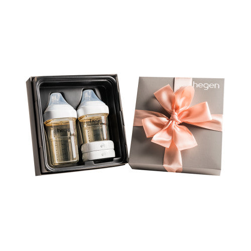 Hegen PCTO PPSU Basic Starter Kit, set of 2 baby bottles in gift box with pink ribbon