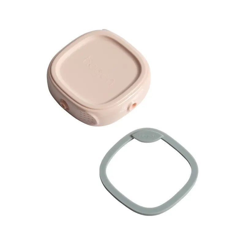 Hegen PCTO Breast Milk Storage Lid pink with grey seal ring, 1 pack, lid shown next to the ring ready to seal.