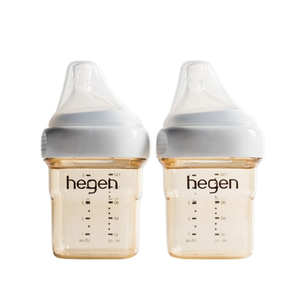 Hegen PCTO PPSU baby feeding bottles, 150 ml (5 oz), two-pack with white caps