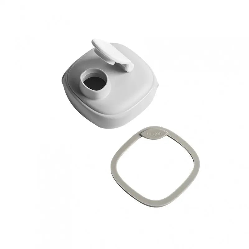HEGEN PCTO Spout replacement cap and ring, white cap shown, easing transition from bottle to cup.