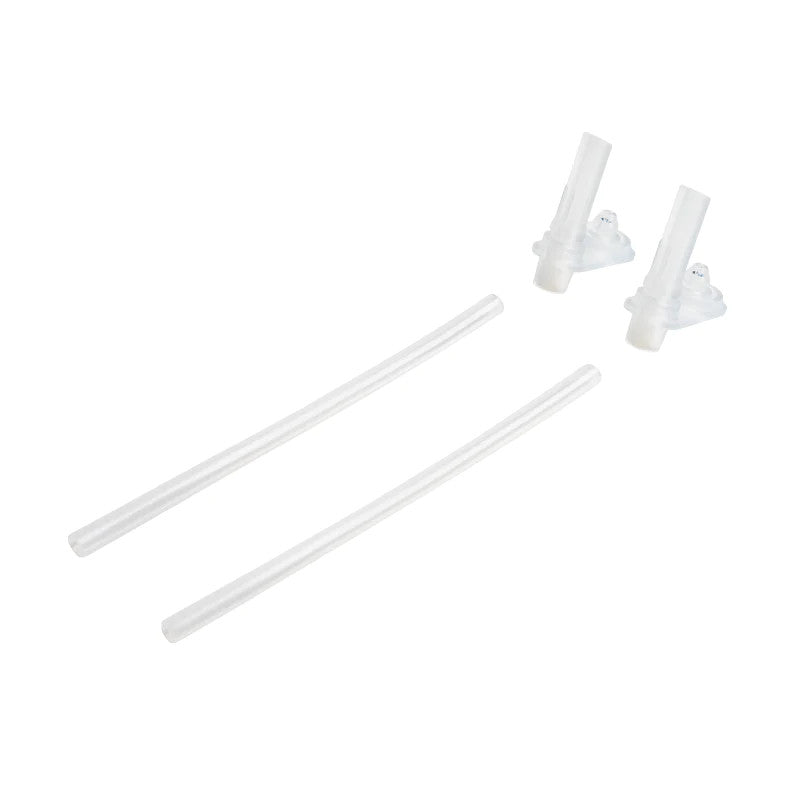 HEGEN straw replacement set, 2-pack with white plastic straws and adapters for baby feeding