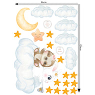 Hello Beautiful Designs Bunny Friends On Cloud Fishing For Stars And Moon Nursery Wall Sticker Set