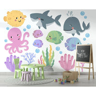 Hello Beautiful Ocean Creatures Nursery Wall Stickers Under The Sea Reusable Nursery Wall Stickers