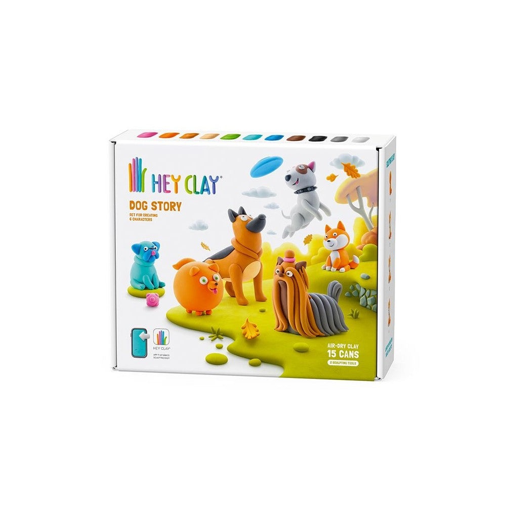 HEY CLAY Dog Story clay set with 15 air-dry cans for creating colorful dog characters