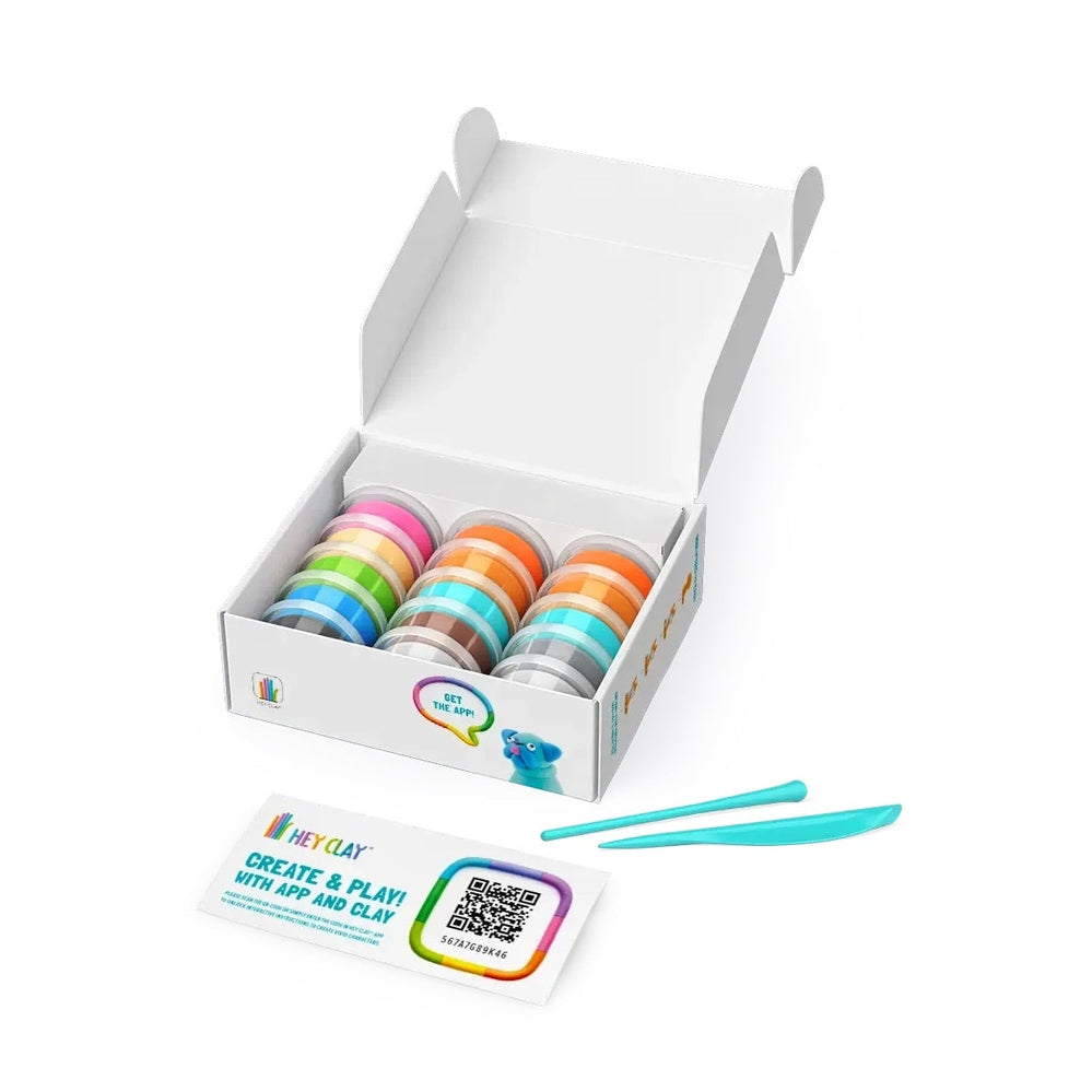 Hey Clay Dog Story clay set with 12 colorful dough tubs and turquoise sculpting tools by HEY CLAY