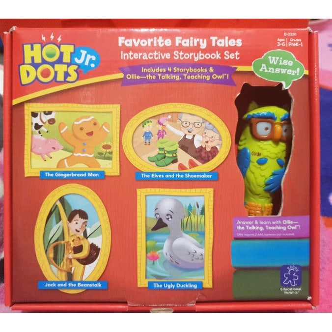 Hot Dots Jr Favorite Fairy Tales interactive storybook set includes 4 storybooks and Ollie the Talking Owl