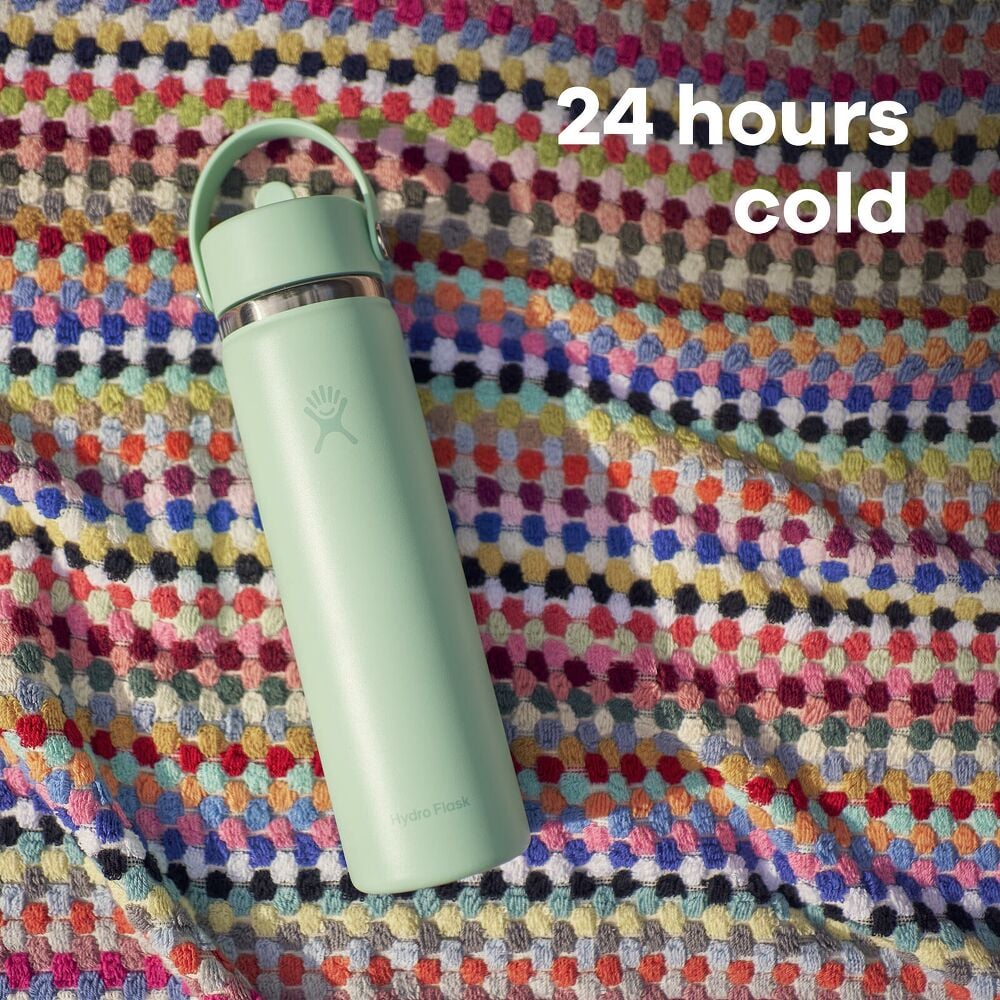 Hydro Flask 24 oz Wide Mouth Bottle With Flex Straw Cap – Product feature icon showing 24 hours cold insulation
