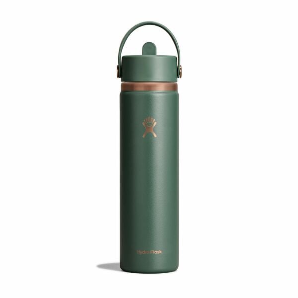 Hydro Flask 24 oz Wide Mouth Bottle With Flex Straw Cap – Forest Green Arc front view