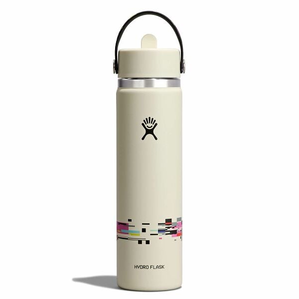 Hydro Flask 24 oz Wide Mouth Bottle With Flex Straw Cap – Glitch White front view
