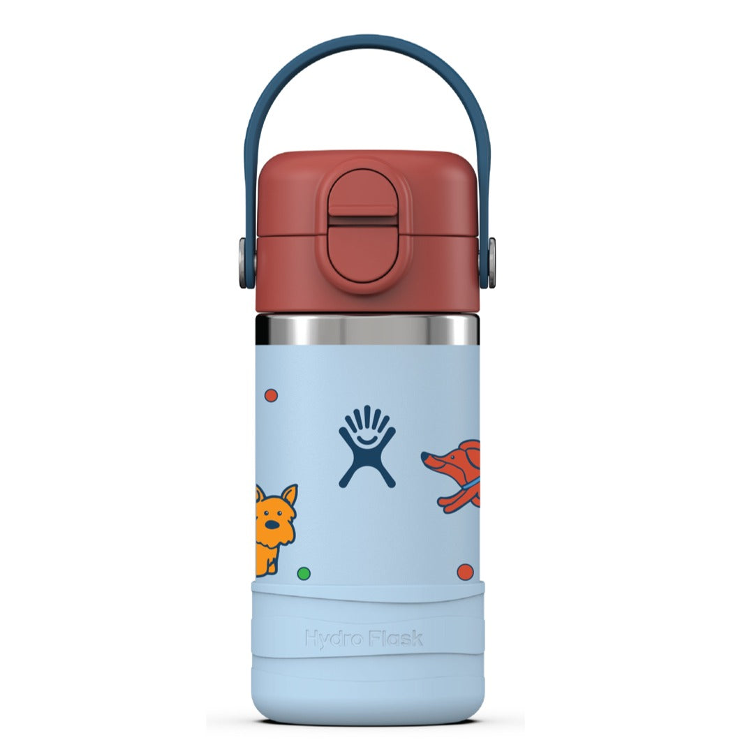 Hydro Flask Kids 12 oz Wide Mouth Bottle With Covered Straw Cap And Boot