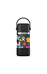 Hydro Flask Kids 12 oz Wide Mouth Bottle With Covered Straw Cap And Boot