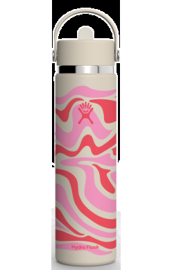 Hydro Flask Kids 12 oz Wide Mouth Bottle With Covered Straw Cap And Boot – Hungry Caterpillar front view