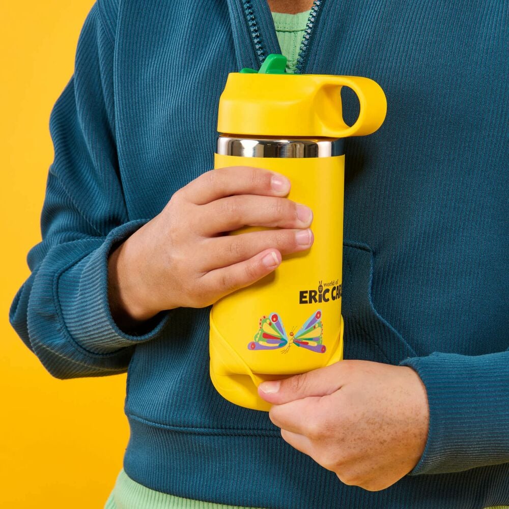 Hydro Flask Kids 12 oz Wide Mouth Bottle With Straw Cap And Boot – Yellow Caterpillar view 7