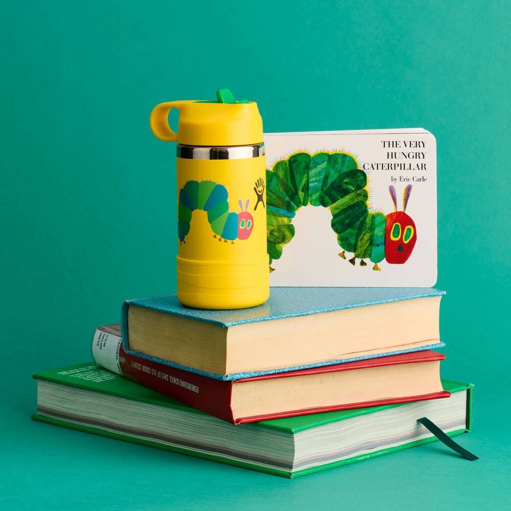 Hydro Flask Kids 12 oz Wide Mouth Bottle With Straw Cap And Boot – Yellow Caterpillar view 8