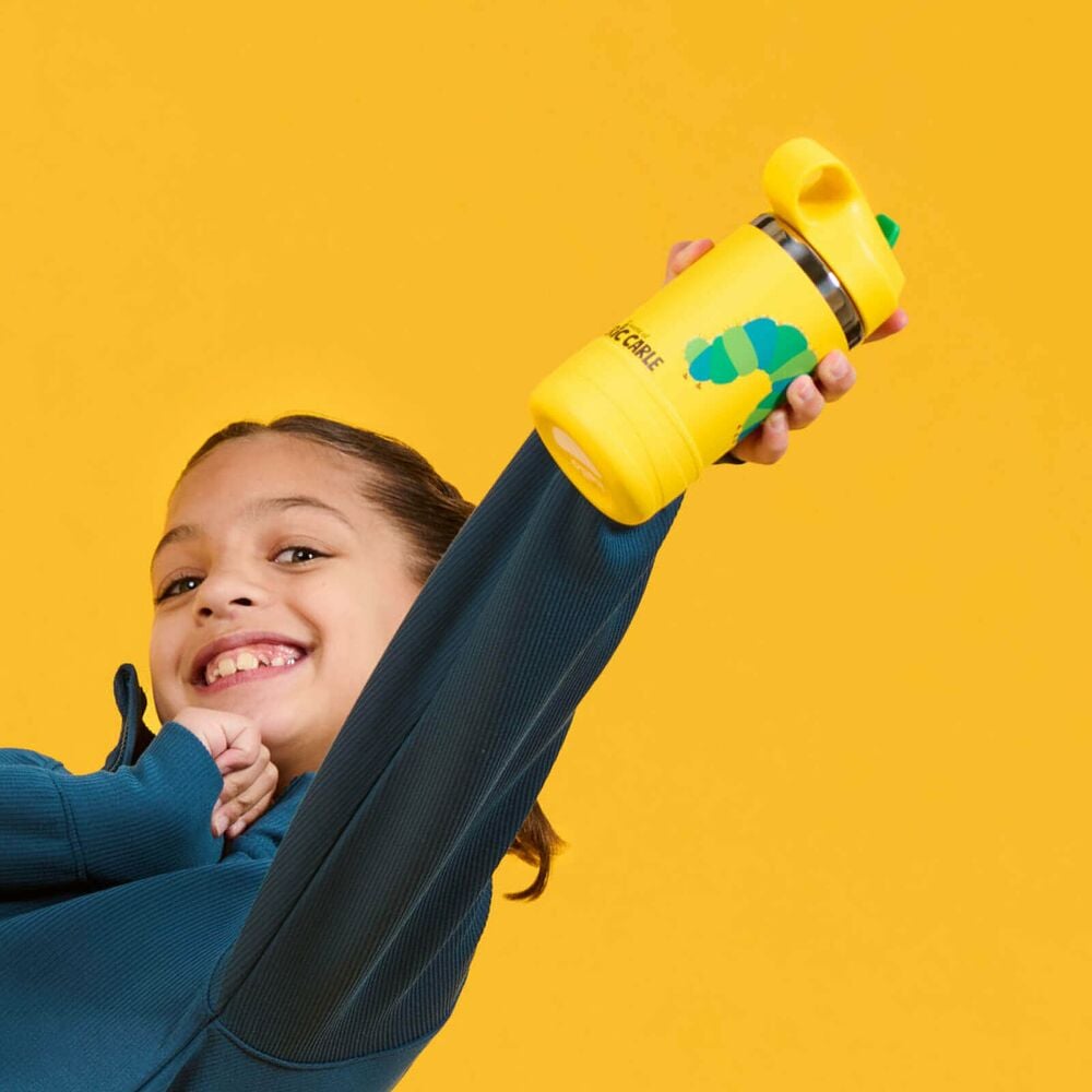 Hydro Flask Kids 12 oz Wide Mouth Bottle With Straw Cap And Boot – Yellow Caterpillar view 9