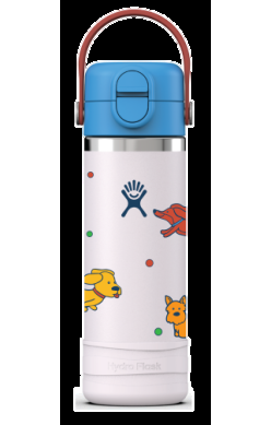 Hydro Flask Kids 18 oz Wide Mouth Bottle With Covered Straw Cap And Boot