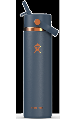 Hydro Flask Kids 18 oz Wide Mouth Bottle With Covered Straw Cap And Boot – Daydream Black front view