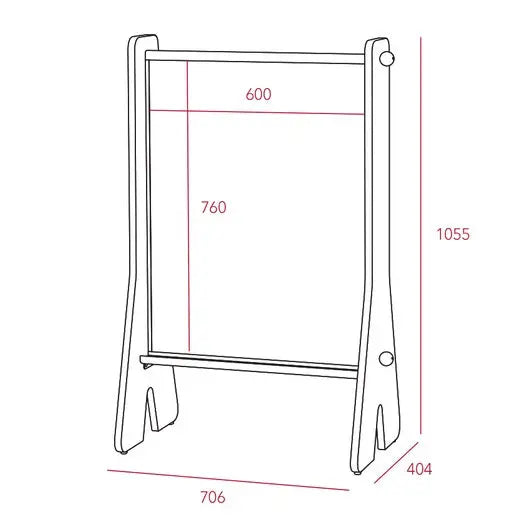 ILOOM Cabin White Board wooden-frame toddler board on a sturdy A-frame stand in white.