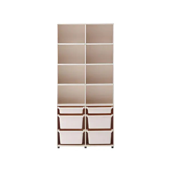 ILOOM Eddi Kids 6-Story Bookshelf 950W in light wood, six cubbies above six fabric baskets