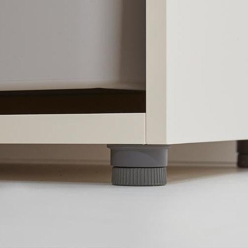 Iloom Eddi Kids 6-Story Bookshelf 950W, gray adjustable foot leveling the white unit.