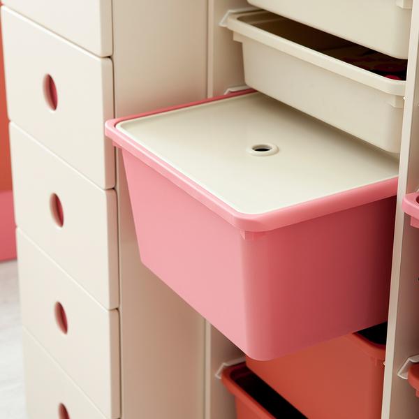 Iloom Eddi Kids plastic storage box lid 400W pink toy bin