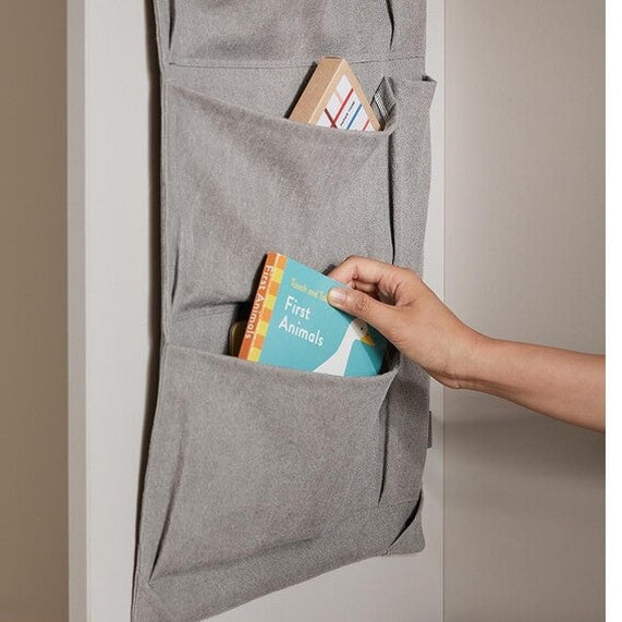 Iloom Eddi Kids Reading House sofa in gray fabric with book pockets