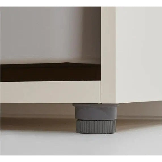 Iloom Eddi Kids Wardrobe 1150W with gray adjustable feet keeps the white cabinet level.