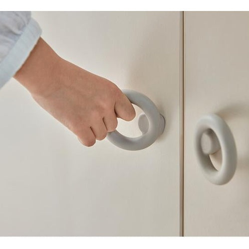 Iloom Eddie Kids 800W Wardrobe; white doors with grey circular handles opened by a child's hand