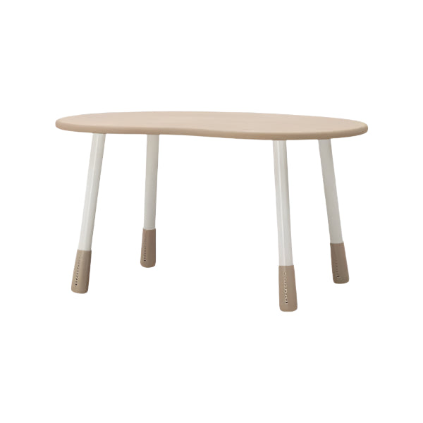ILOOM Growing Desk Peanut 1200W activity table with beige top and white legs ending in beige caps, four sturdy legs.