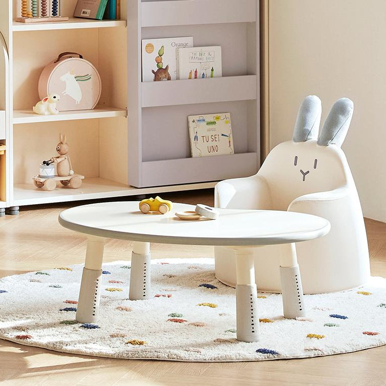 Iloom Growing Desk Peanut 800W round kids table with white finish and adjustable legs