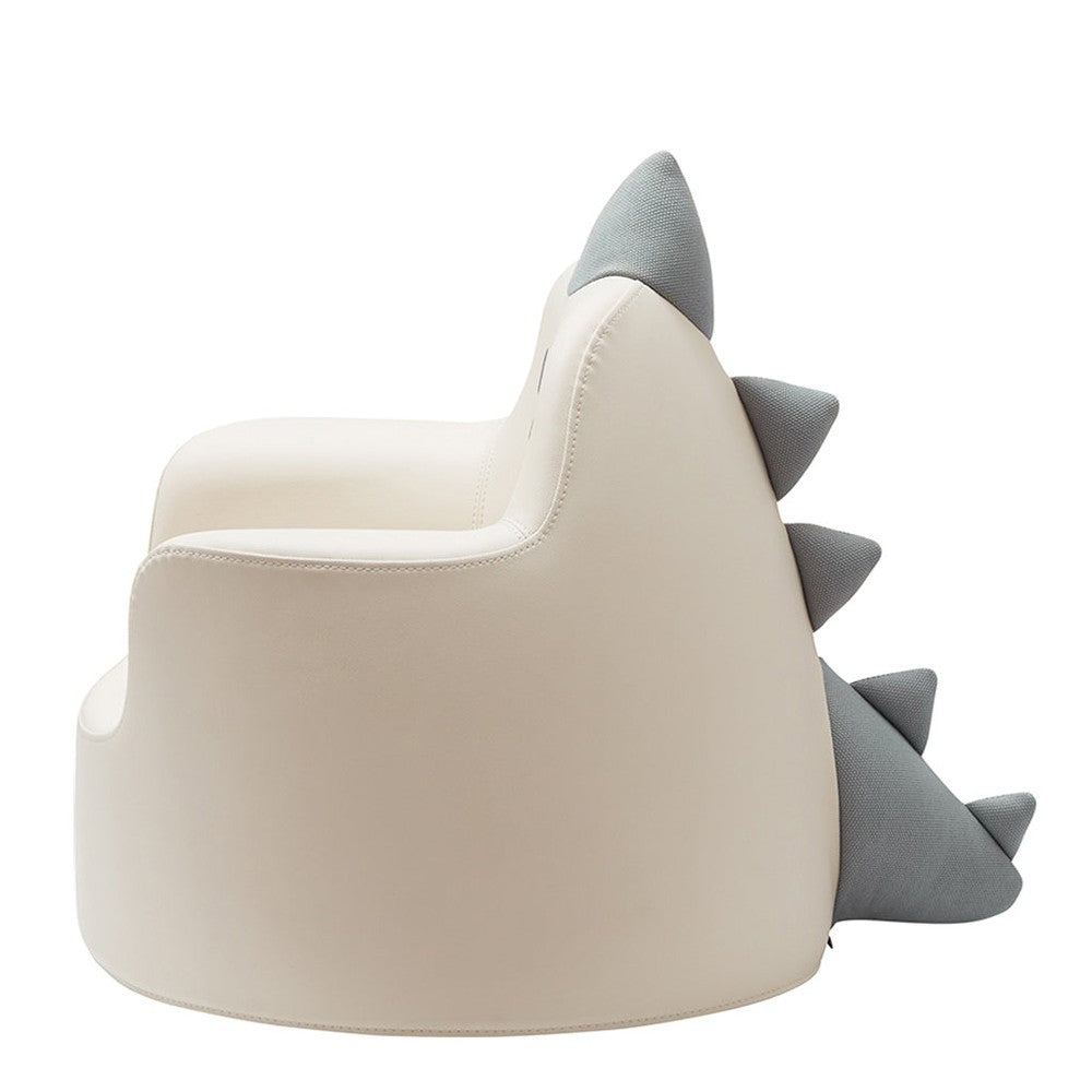 ILOOM Kid’s Sofa Dino Aco Ivory; ivory toddler sofa with gray spiked dorsal plates