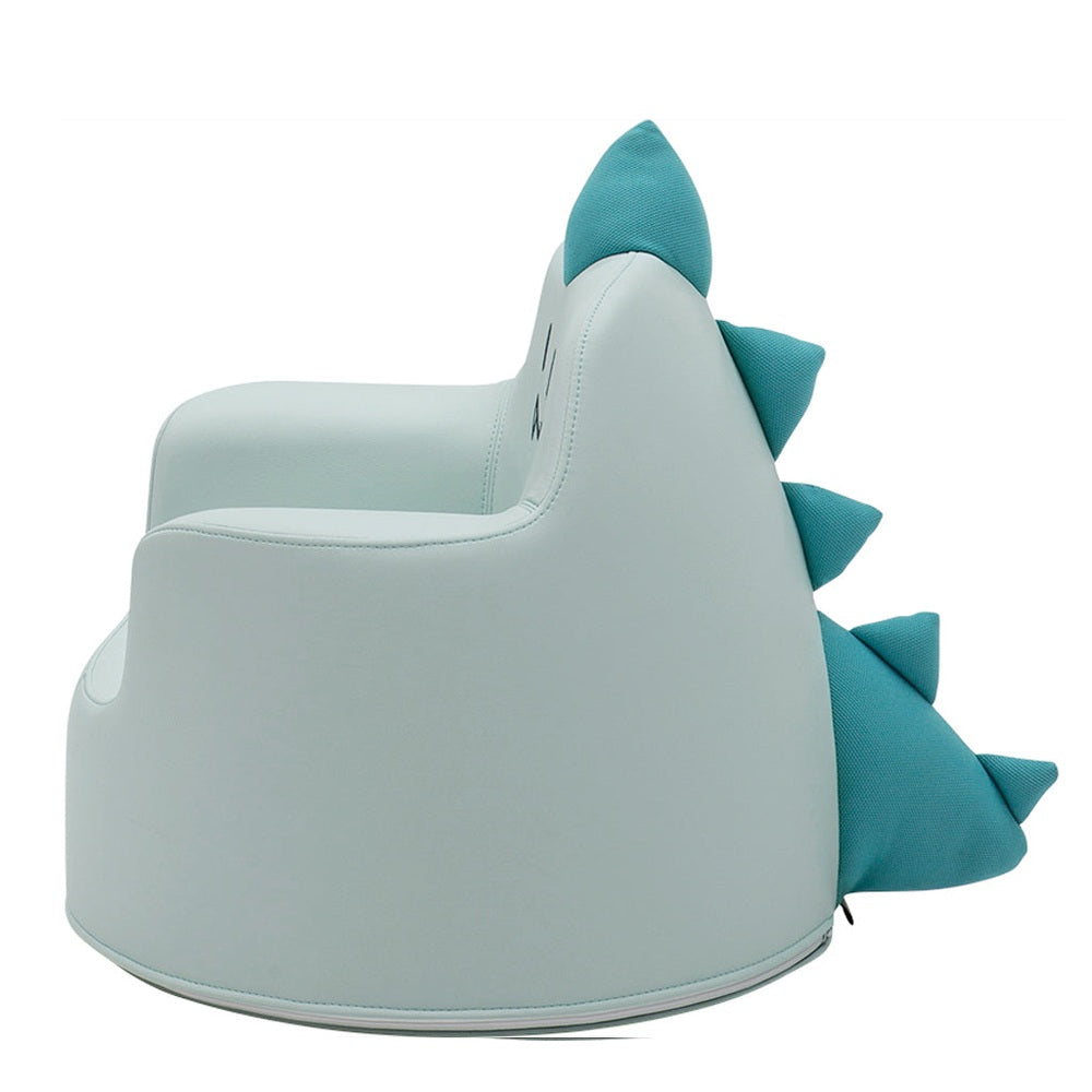 Iloom Dino Aco Mint kid's sofa with teal spikes along the back