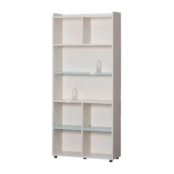 Iloom Linki Plus 6 Story Bookshelf 800W, white open-shelving unit with six shelves and small feet for office storage.