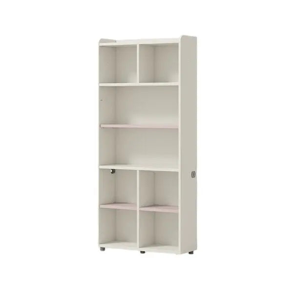 Iloom Linki Plus 6-Story Bookshelf 800W in white, featuring a side cable hole and six open shelves.
