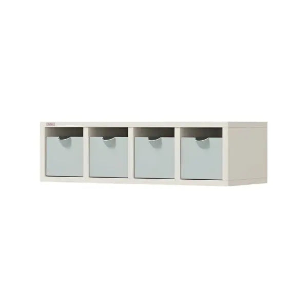 Iloom Linki Plus Accessory Box with four light-blue bins in a white frame, neatly organizing supplies.