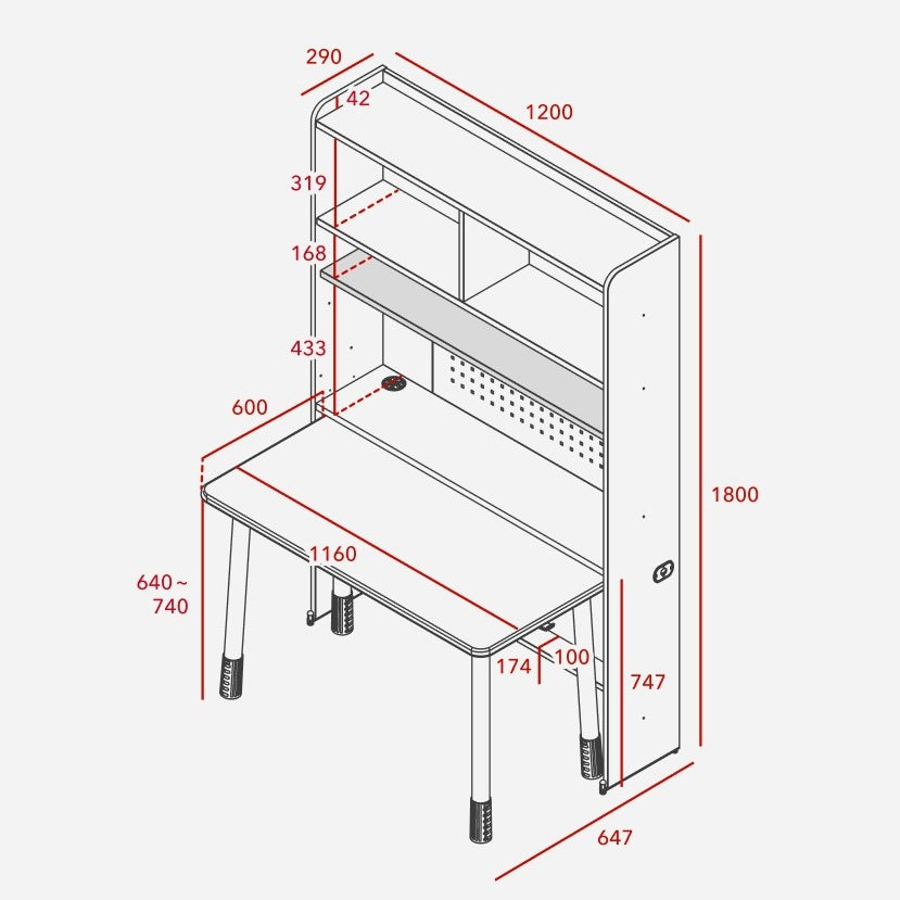 Iloom Linki Plus leg-type desk with 6-story bookshelf, W1200, office desk
