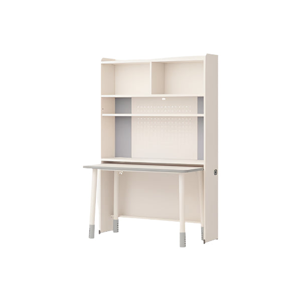 Iloom Linki Plus desk set with 6-tier bookshelf in cream, W1200, leg-type legs.