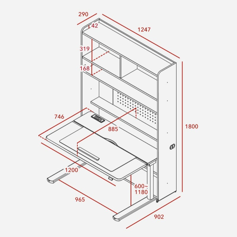 Iloom Linki Plus Motion Desk 1200W, white height-adjustable office desk with keyboard tray