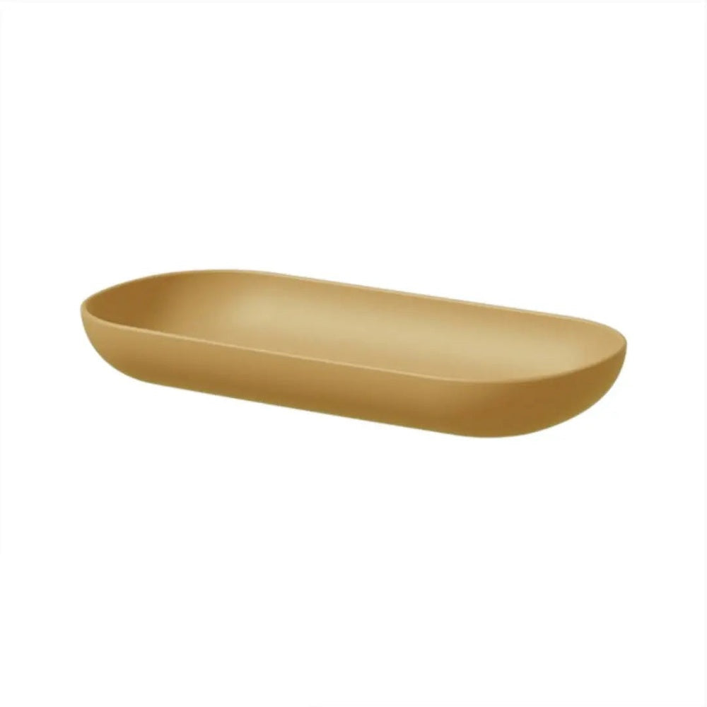 Iloom Linki Plus Multipurpose Shelve in gold finish, an oval shallow tray resting on a white background