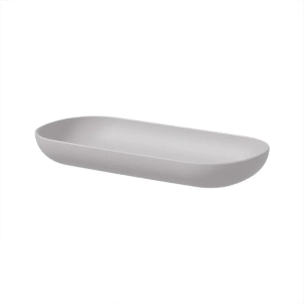Iloom Linki Plus Multipurpose Shelf, white oval desk tray, shallow and ready to organize items.