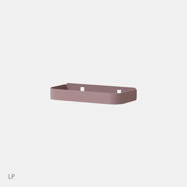 Iloom Linki Plus Shelf (S) mauve desk organizer mounted on wall with mounting tabs.