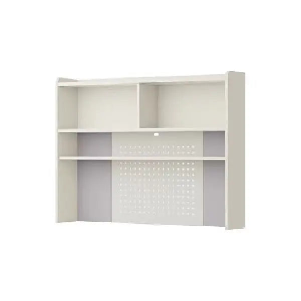 Iloom Linki Plus Smart Desk+ 1400W wall-mounted desk with four shelves and pegboard back.