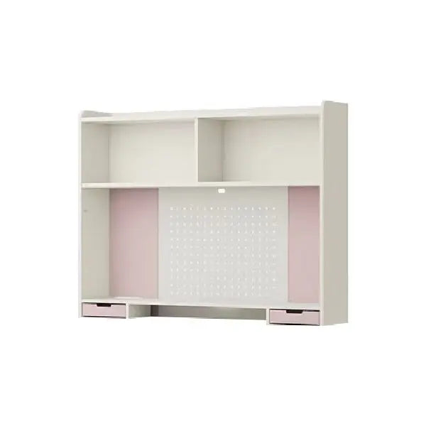 Iloom Linki Plus Smart Desk+ 1400W with four-tier shelving and pink drawer accents at base.