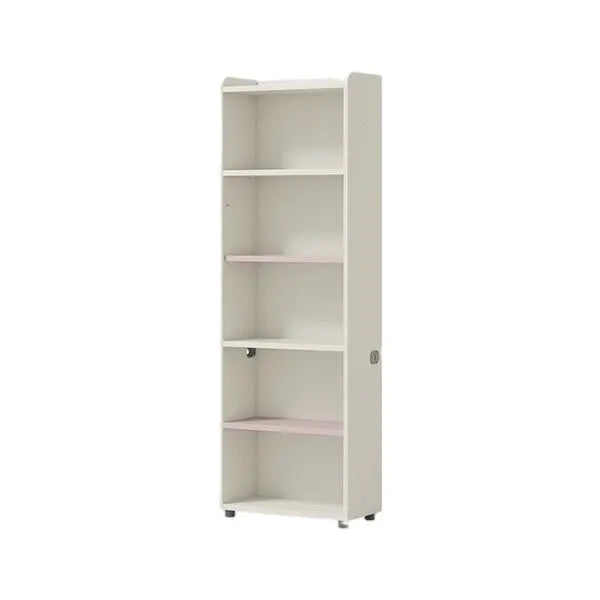 Iloom Linki Plus Smart Desk+ 6‑Story Bookshelf 600W white with wire hole; tall unit shows six evenly spaced shelves.