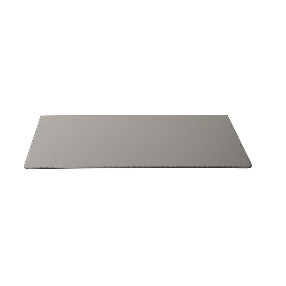 Iloom Linki Plus desk pad, gray leather-like surface with stitched edges