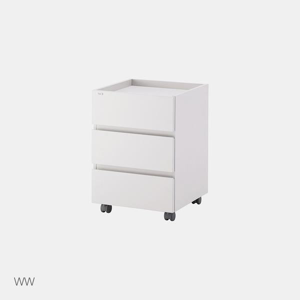 Iloom Roy Mono Desk Drawer white 3-drawer mobile cabinet on casters